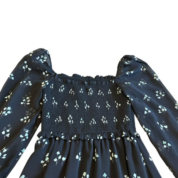 Wilfred Aritzia Tempest Dress Black Aqua Print Long Sleeve Mini Length Size XS - Picture 11 of 15